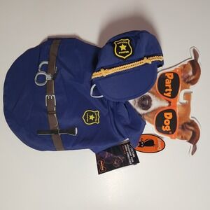 M / L Police Dog Uniform Halloween Costume With Cap Officer Pooper New With Tags